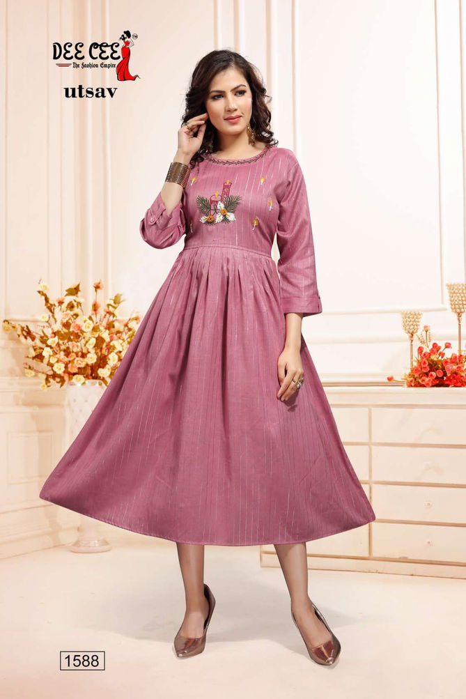 Utsav Dee Cee New Ethnic Wear Designer Rayon Anarkali Kurti Collection 